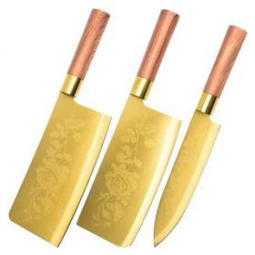 Gold Kitchen Household Alloy Bone Cutting Slice Knife Set (Option: 3 Pcs Set)