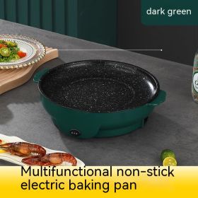 Takeaway Electric Baking Pan Mini Electric Griddle Household Non-stick Barbecue Oven Ingredients Supermarket Plate (Option: Dark Green-22cm-US)