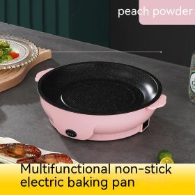 Takeaway Electric Baking Pan Mini Electric Griddle Household Non-stick Barbecue Oven Ingredients Supermarket Plate (Option: Peach Pink-30cm-US)